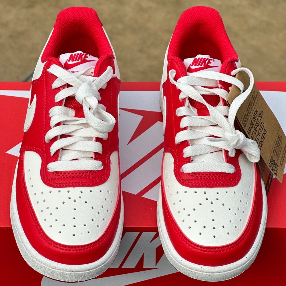 Nike Court Vision Low NN Womens 6.5 Youth 5Y Red Sustainable Casual Sneaker NEW - Picture 4 of 11